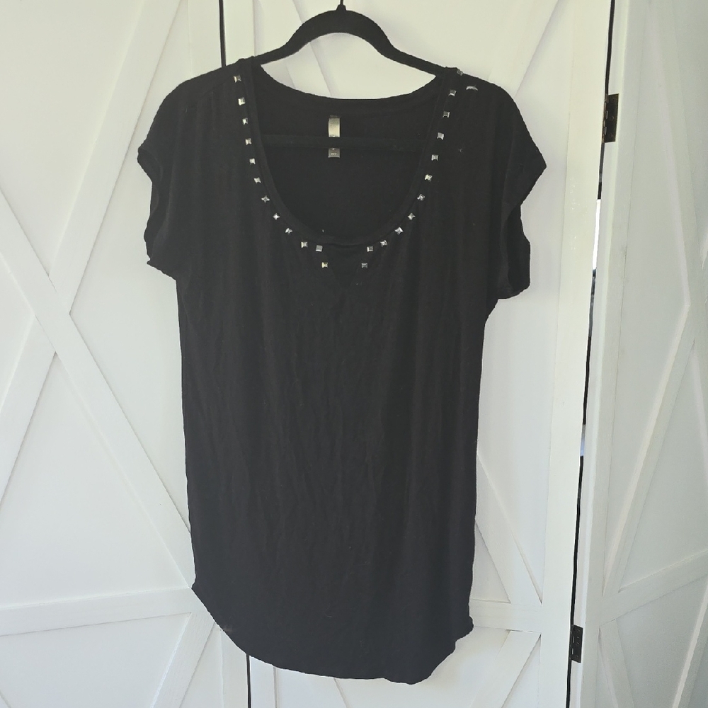 Thyme Maternity Black Studded Short Sleeve Top